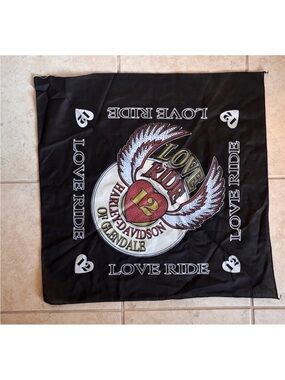 Harley-Davidson Black Bandana with Red and Gold Winged Heart 'Love Ride' Emblem